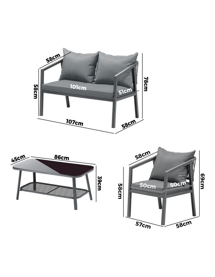 Livsip 4PCS Garden Outdoor Furniture Setting Lounge Patio Sofa Table Chairs Set image 3