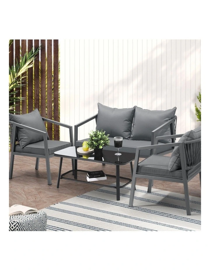 Livsip 4PCS Garden Outdoor Furniture Setting Lounge Patio Sofa Table Chairs Set image 4