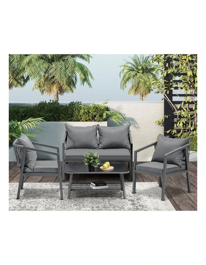 Livsip 4PCS Garden Outdoor Furniture Setting Lounge Patio Sofa Table Chairs Set image 5