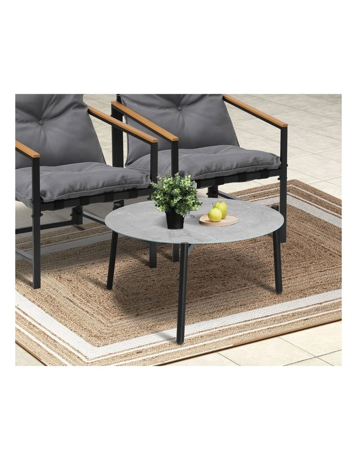 Livsip 5PC Outdoor Patio Furniture Set Bistro Sets 70CM Round Grey Marble Table image 6
