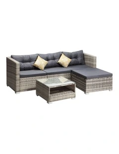 Livsip Outdoor Sofa Set 4 Seater Corner Modular Lounge Setting Grey