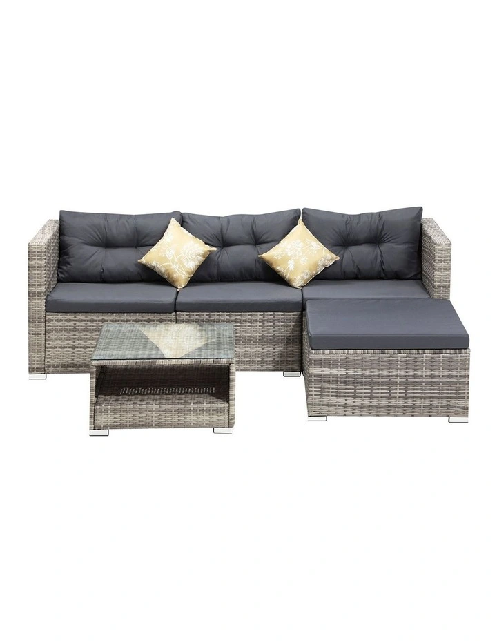 Livsip Outdoor Sofa Set 4 Seater Corner Modular Lounge Setting Grey image 2