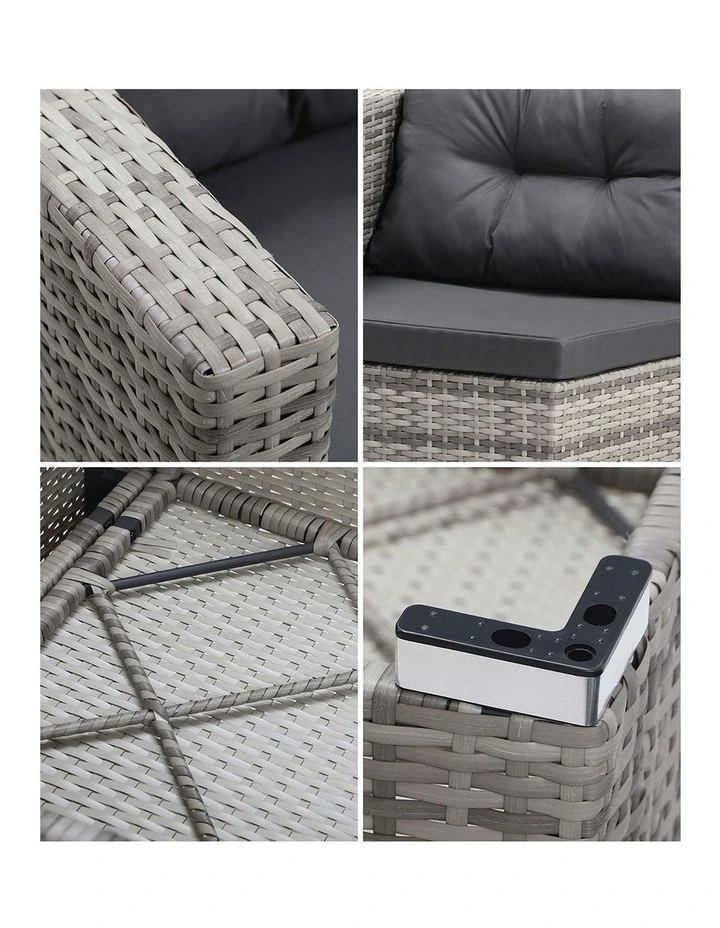 Livsip Outdoor Sofa Set 4 Seater Corner Modular Lounge Setting Grey image 6
