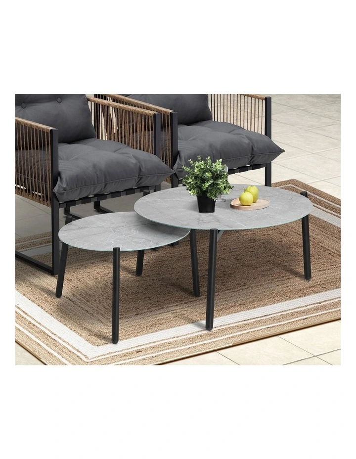 Livsip Outdoor Patio Setting Furniture Grey Coffee Table Set Rattan Chairs 6PCS image 6