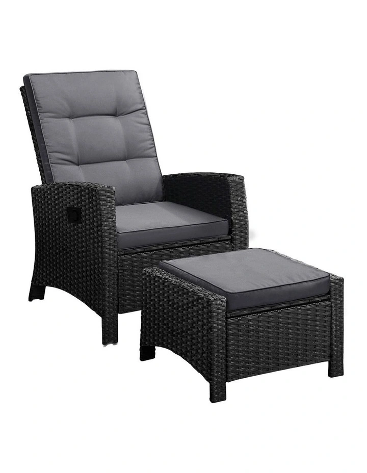 Livsip Outdoor Recliner Chairs Sun Lounge Wicker Sofa Patio Furniture Garden image 1