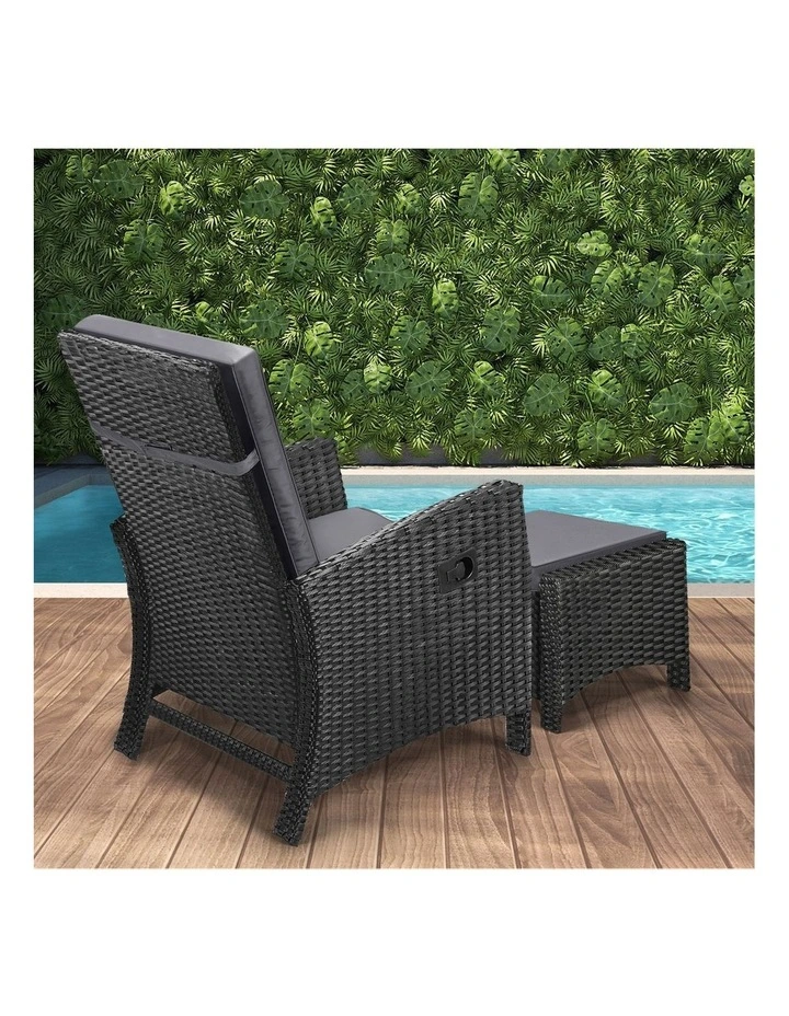 Livsip Outdoor Recliner Chairs Sun Lounge Wicker Sofa Patio Furniture Garden image 6