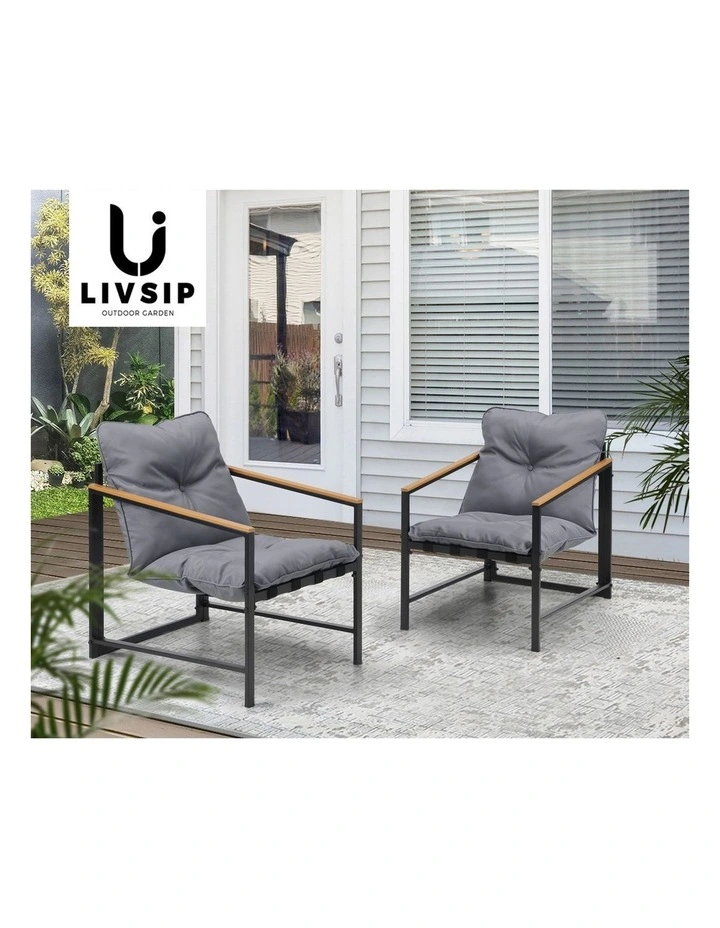 Livsip Outdoor Chairs Furniture Setting Garden Patio Armchair Lounge Sofa image 7