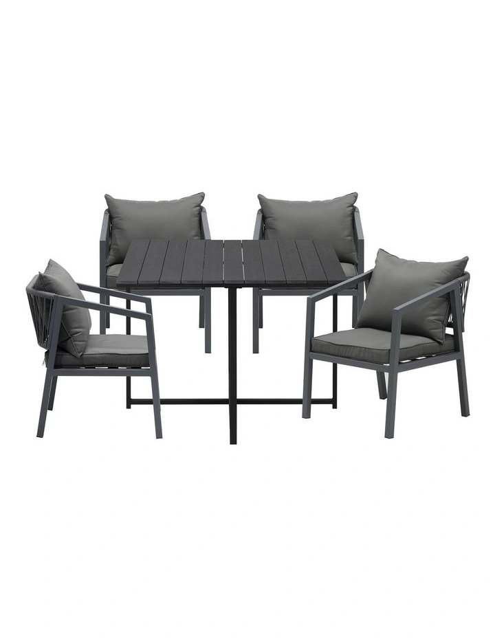 Livsip Outdoor Dining Set Patio Furniture Garden Balck Table Setting 4 Seater image 2