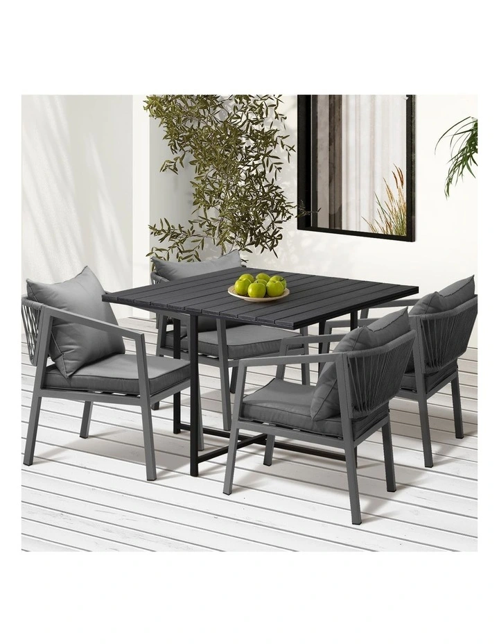 Livsip Outdoor Dining Set Patio Furniture Garden Balck Table Setting 4 Seater image 4