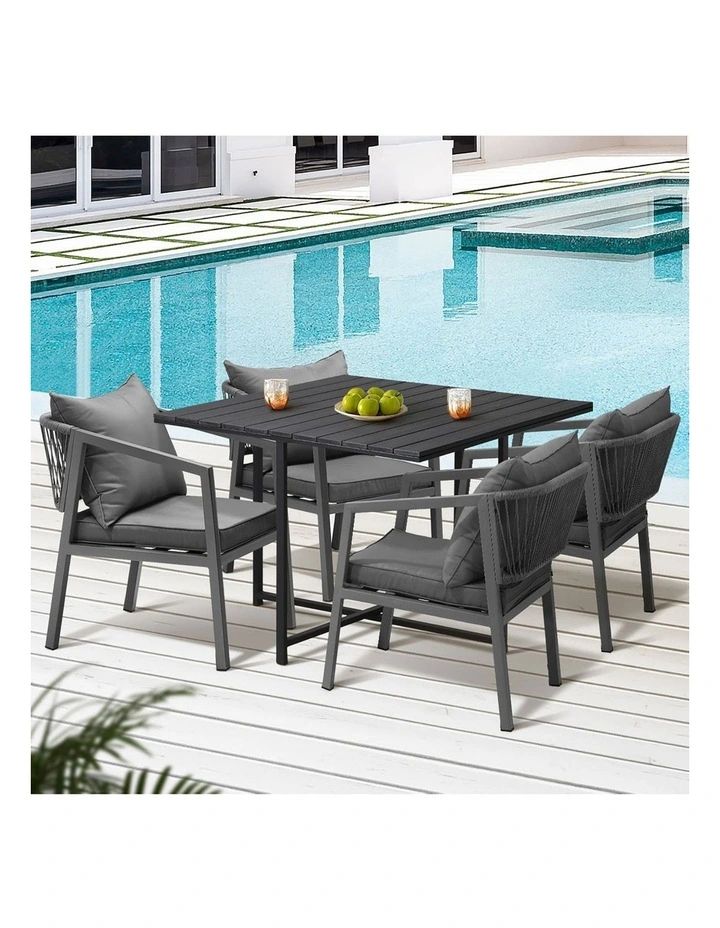 Livsip Outdoor Dining Set Patio Furniture Garden Balck Table Setting 4 Seater image 5