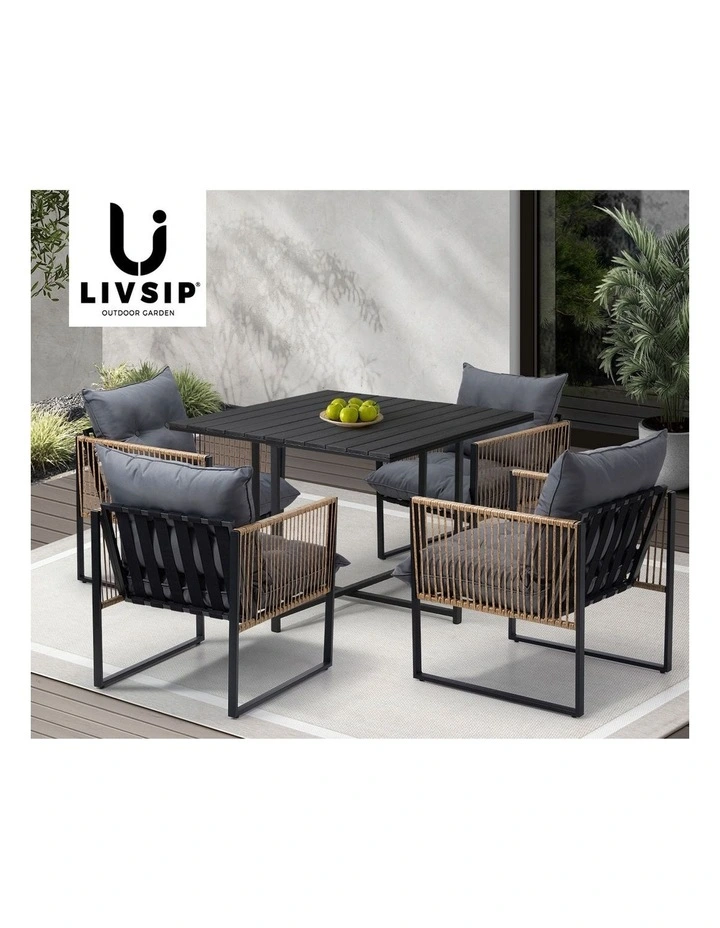 Livsip Outdoor Dining Set Patio Furniture Garden 4 Seater image 7