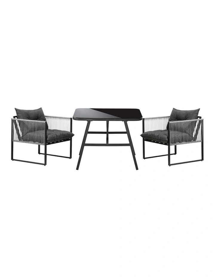 Livsip 3PCS Outdoor Dining Set Bistro Set Patio Furniture Garden Table Chairs image 2