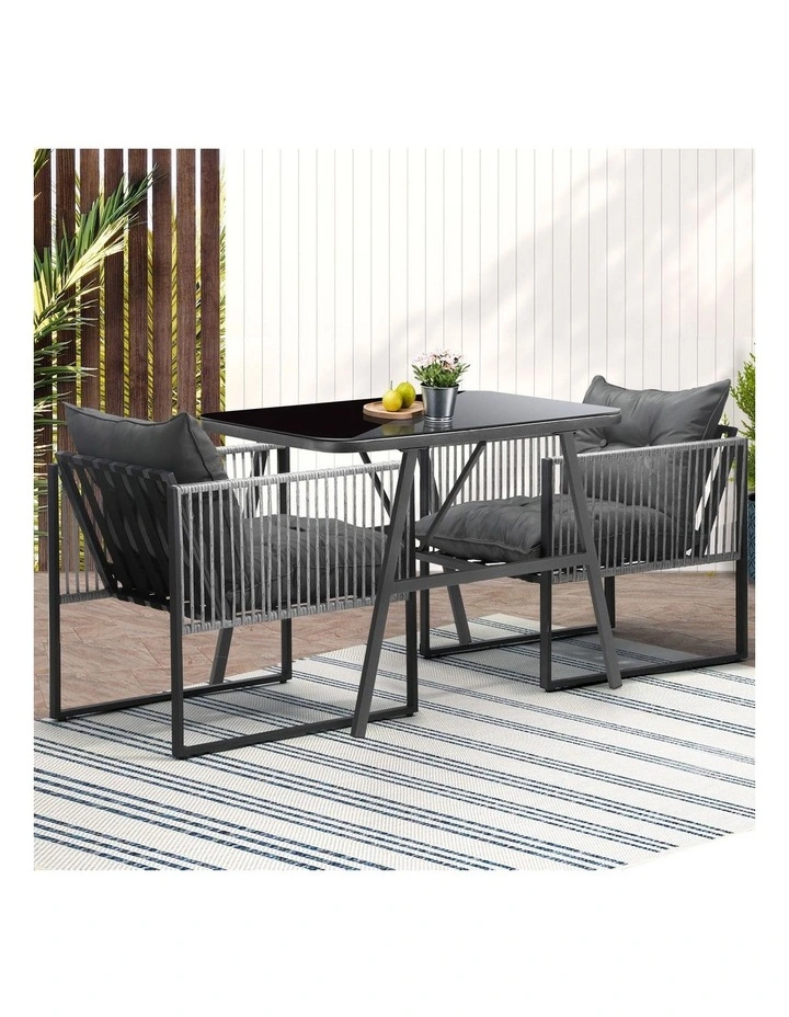 Livsip 3PCS Outdoor Dining Set Bistro Set Patio Furniture Garden Table Chairs image 4