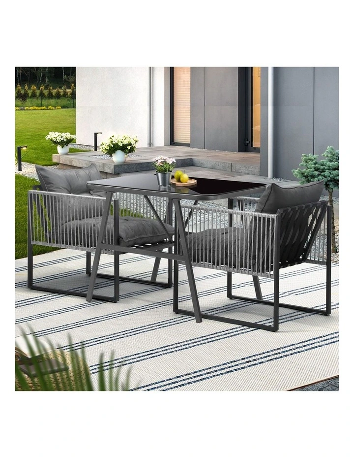 Livsip 3PCS Outdoor Dining Set Bistro Set Patio Furniture Garden Table Chairs image 5
