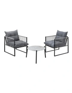 Livsip 3PCS Outdoor Patio Setting Table Chairs Grey 50cm Coffee Table