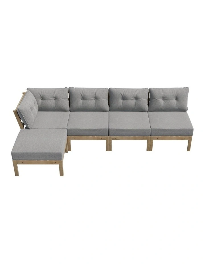 Livsip 5 Seater Outdoor Sofa Set Modular Lounge Setting Grey image 2