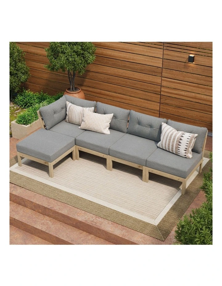 Livsip 5 Seater Outdoor Sofa Set Modular Lounge Setting Grey image 4