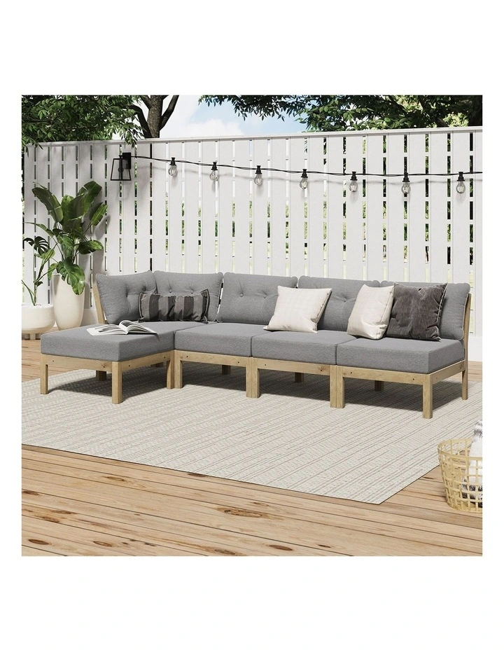 Livsip 5 Seater Outdoor Sofa Set Modular Lounge Setting Grey image 5