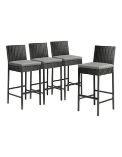 Livsip Garden Bar Stools Rattan Dinning Chairs Cafe Outdoor Patio Chairs 4X