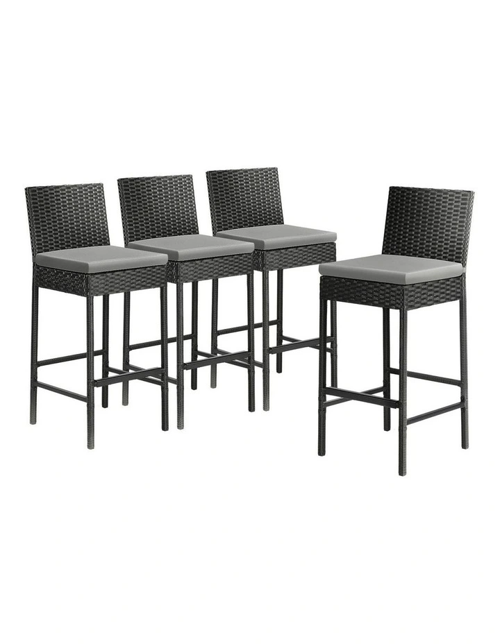 Livsip Garden Bar Stools Rattan Dinning Chairs Cafe Outdoor Patio Chairs 4X image 1