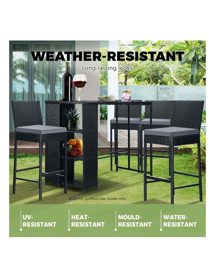 Livsip Garden Bar Stools Rattan Dinning Chairs Cafe Outdoor Patio Chairs 4X image 6