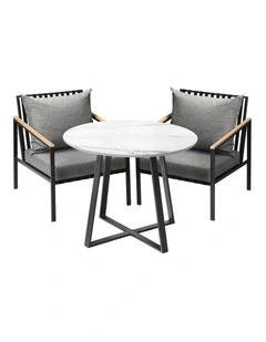 Livsip 3PCS Outdoor Dining Setting Table Sofa Chairs Patio Furniture Bistro Set
