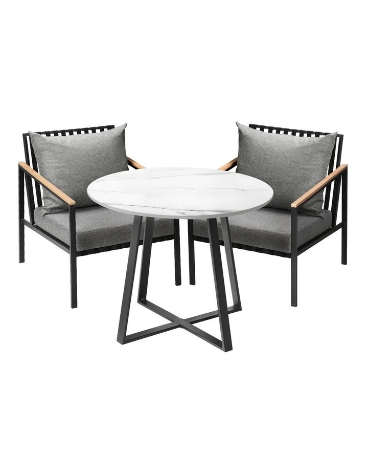 Livsip 3PCS Outdoor Dining Setting Table Sofa Chairs Patio Furniture Bistro Set image 1