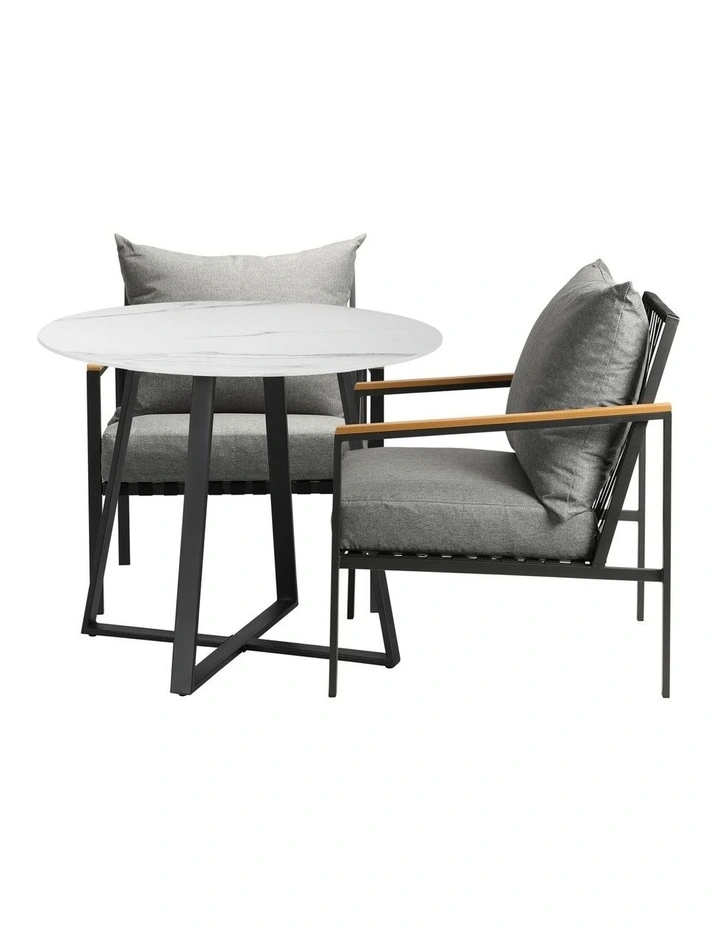 Livsip 3PCS Outdoor Dining Setting Table Sofa Chairs Patio Furniture Bistro Set image 2