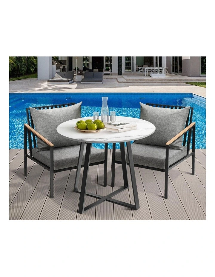 Livsip 3PCS Outdoor Dining Setting Table Sofa Chairs Patio Furniture Bistro Set image 7