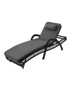 Livsip Sun Lounge Wicker Lounger Day Bed Outdoor Patio Furniture Grey