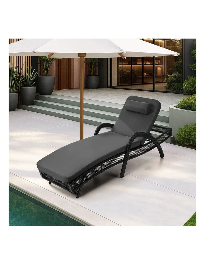 Livsip Sun Lounge Wicker Lounger Day Bed Outdoor Patio Furniture Grey image 4