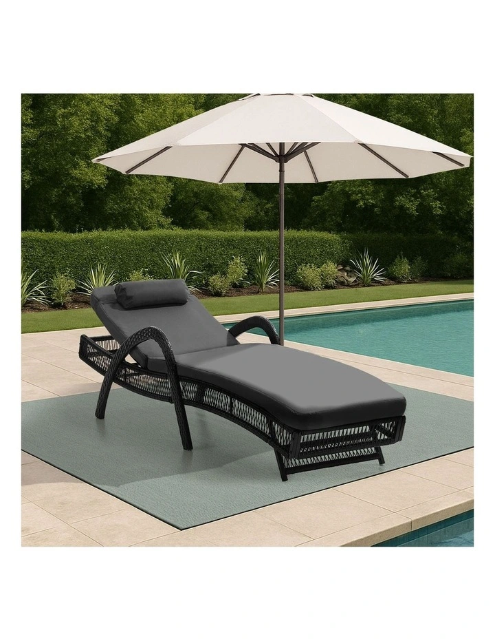 Livsip Sun Lounge Wicker Lounger Day Bed Outdoor Patio Furniture Grey image 5