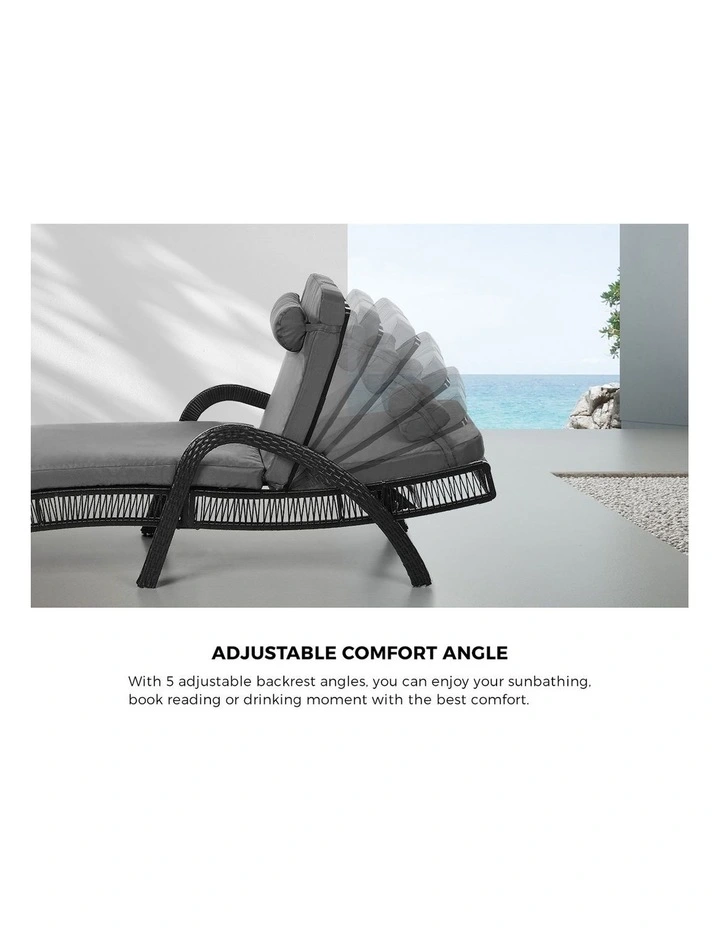 Livsip Sun Lounge Wicker Lounger Day Bed Outdoor Patio Furniture Grey image 6