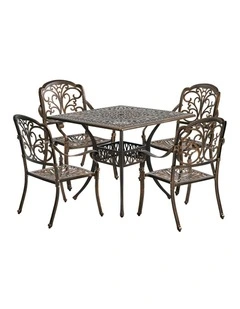 Livsip 5 Piece Outdoor Dining Setting Cast Aluminium Table Chairs Furniture
