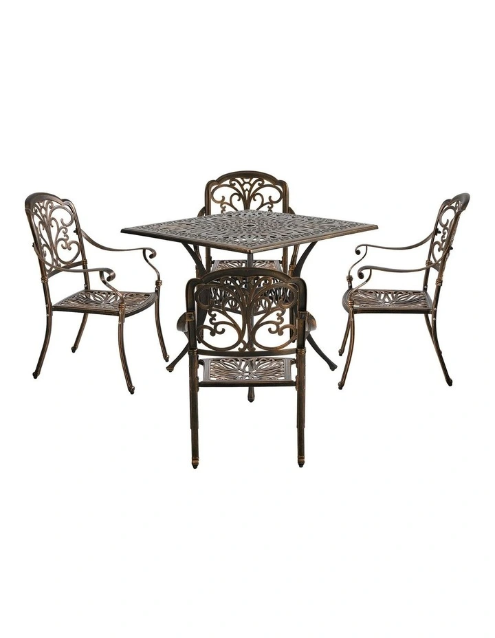 Livsip 5 Piece Outdoor Dining Setting Cast Aluminium Table Chairs Furniture image 2