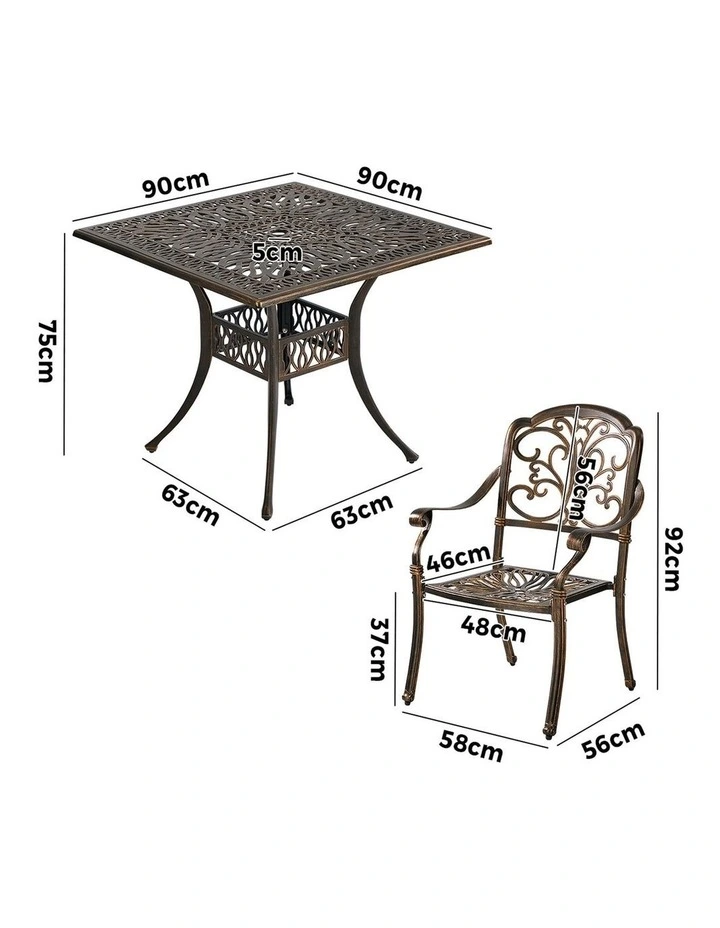 Livsip 5 Piece Outdoor Dining Setting Cast Aluminium Table Chairs Furniture image 3