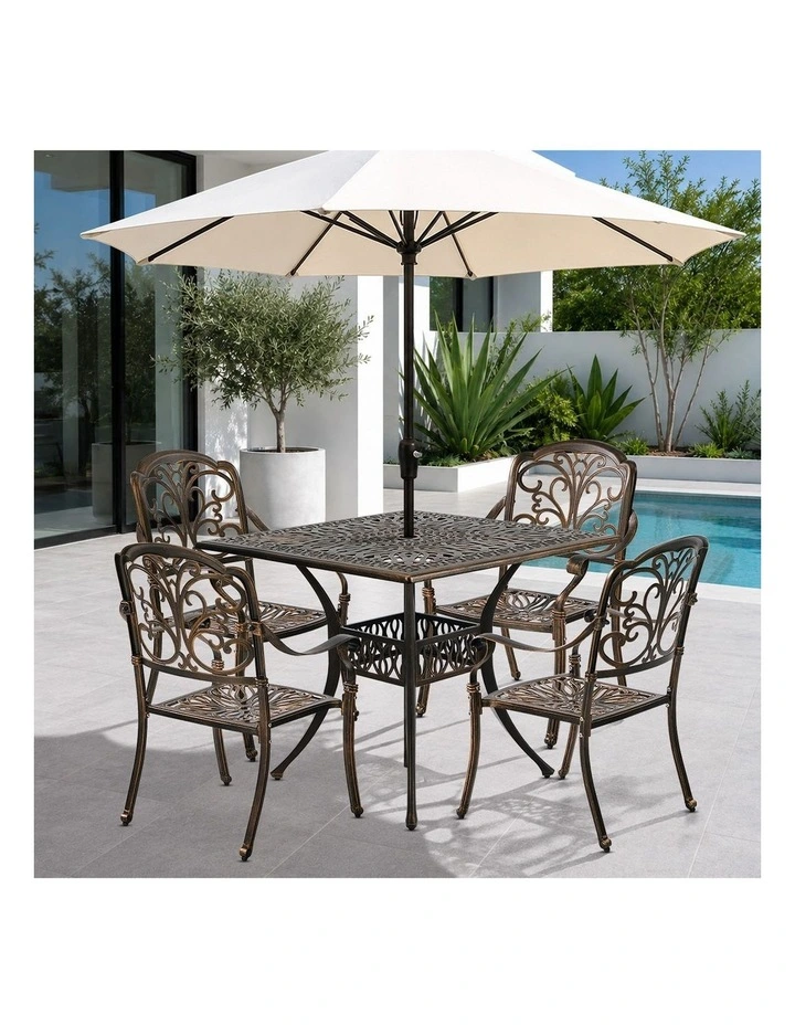 Livsip 5 Piece Outdoor Dining Setting Cast Aluminium Table Chairs Furniture image 7