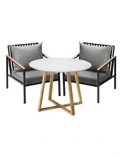 Livsip 3 Piece Outdoor Dining Setting Sintered Stone Table Patio Furniture Set