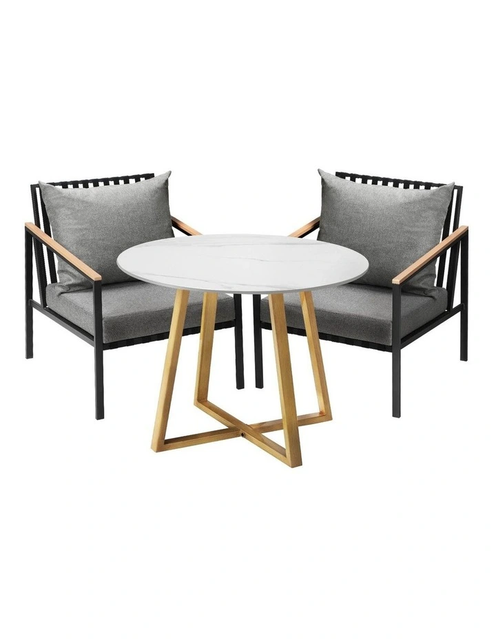 Livsip 3 Piece Outdoor Dining Setting Sintered Stone Table Patio Furniture Set image 1
