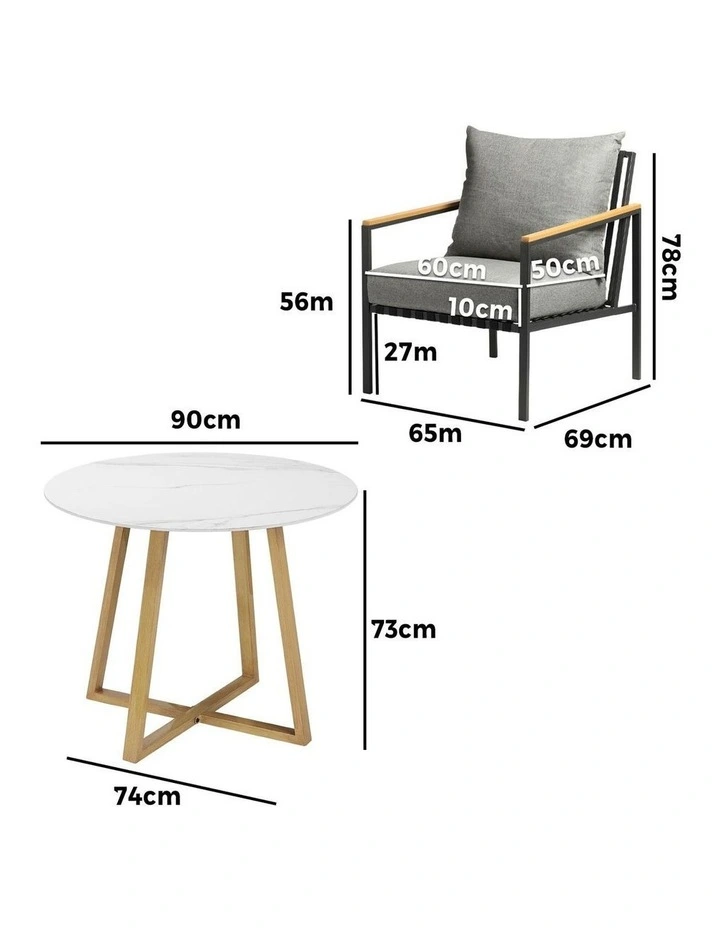 Livsip 3 Piece Outdoor Dining Setting Sintered Stone Table Patio Furniture Set image 3