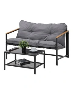 Livsip 2 Piece Outdoor Patio Sofa Set Garden Lounge Setting Furniture