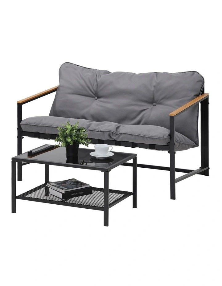 Livsip 2 Piece Outdoor Patio Sofa Set Garden Lounge Setting Furniture image 1