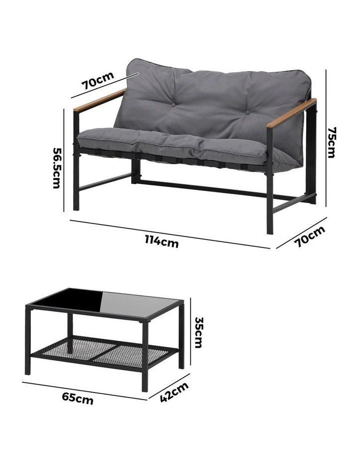 Livsip 2 Piece Outdoor Patio Sofa Set Garden Lounge Setting Furniture image 3