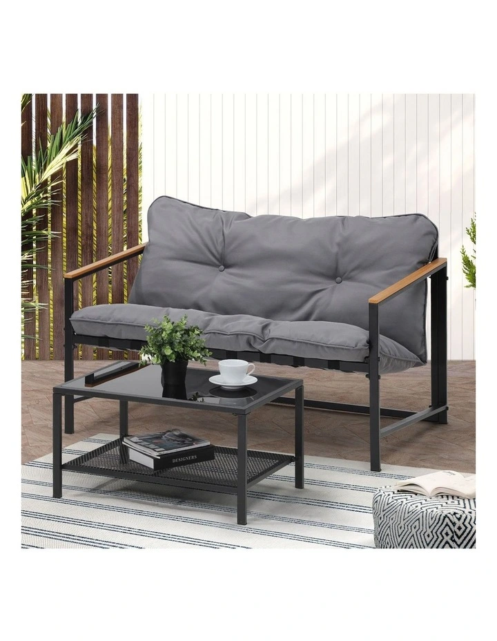 Livsip 2 Piece Outdoor Patio Sofa Set Garden Lounge Setting Furniture image 4