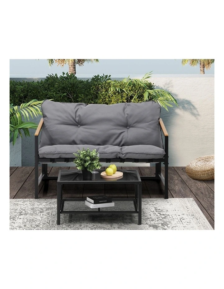 Livsip 2 Piece Outdoor Patio Sofa Set Garden Lounge Setting Furniture image 5