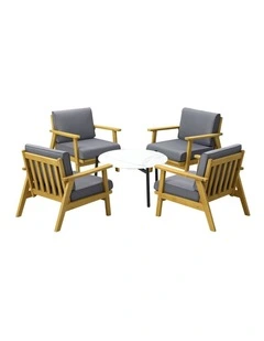 Livsip Outdoor Lounge Set 5PCS Patio Furniture Sets 70cm White Coffee Side Table
