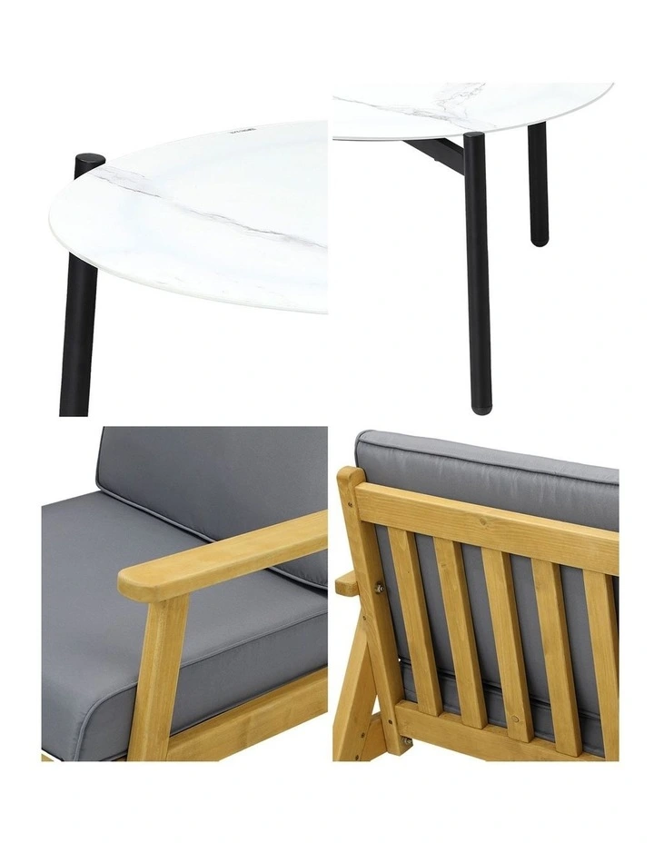 Livsip Outdoor Lounge Set 5PCS Patio Furniture Sets 70cm White Coffee Side Table image 6