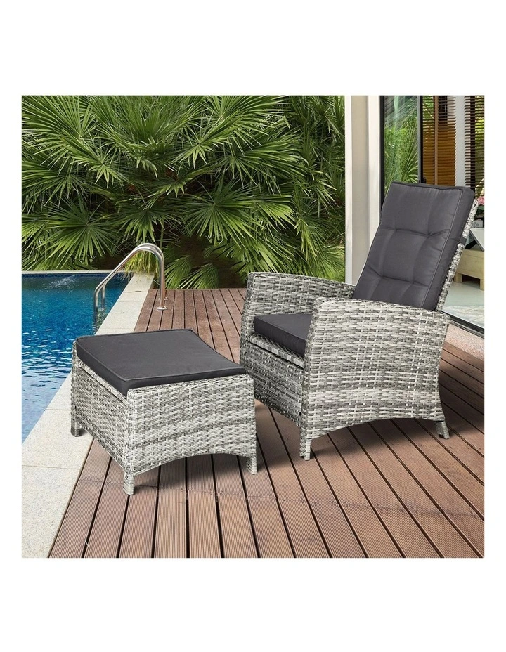 Livsip Recliner Chairs Sun lounge Outdoor Furniture Wicker Patio Garden Sofa image 5