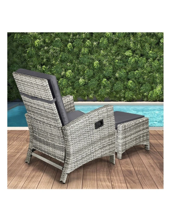 Livsip Recliner Chairs Sun lounge Outdoor Furniture Wicker Patio Garden Sofa image 6