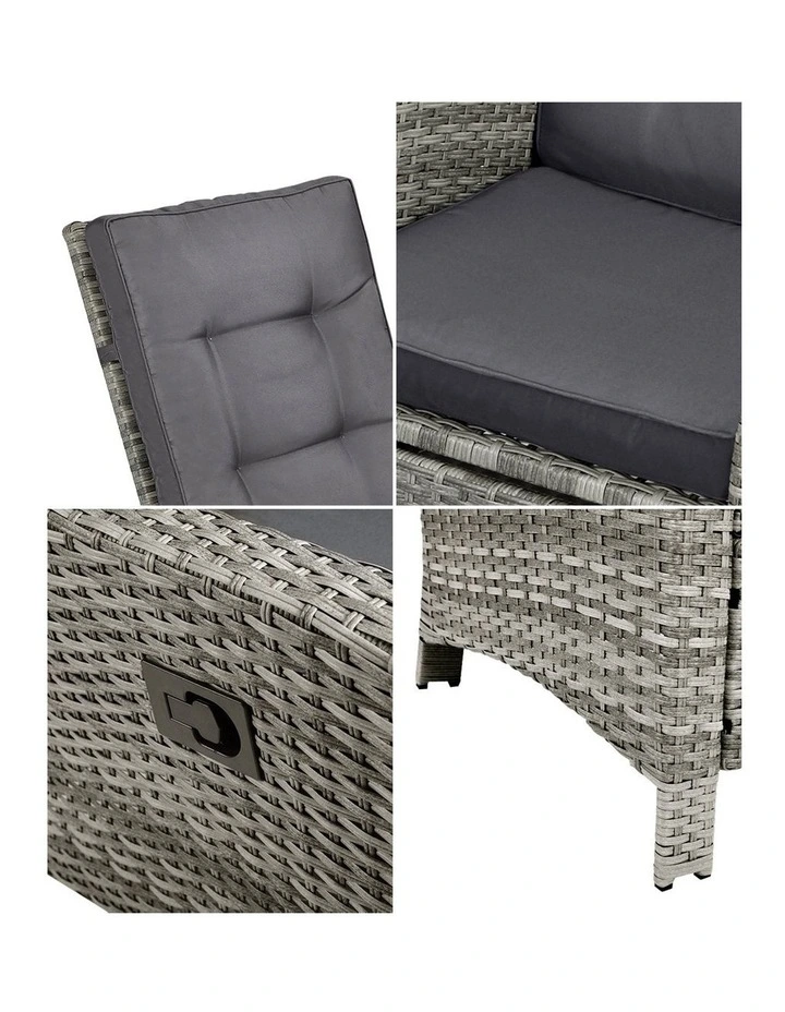 Livsip Recliner Chairs Sun lounge Outdoor Furniture Wicker Patio Garden Sofa image 7